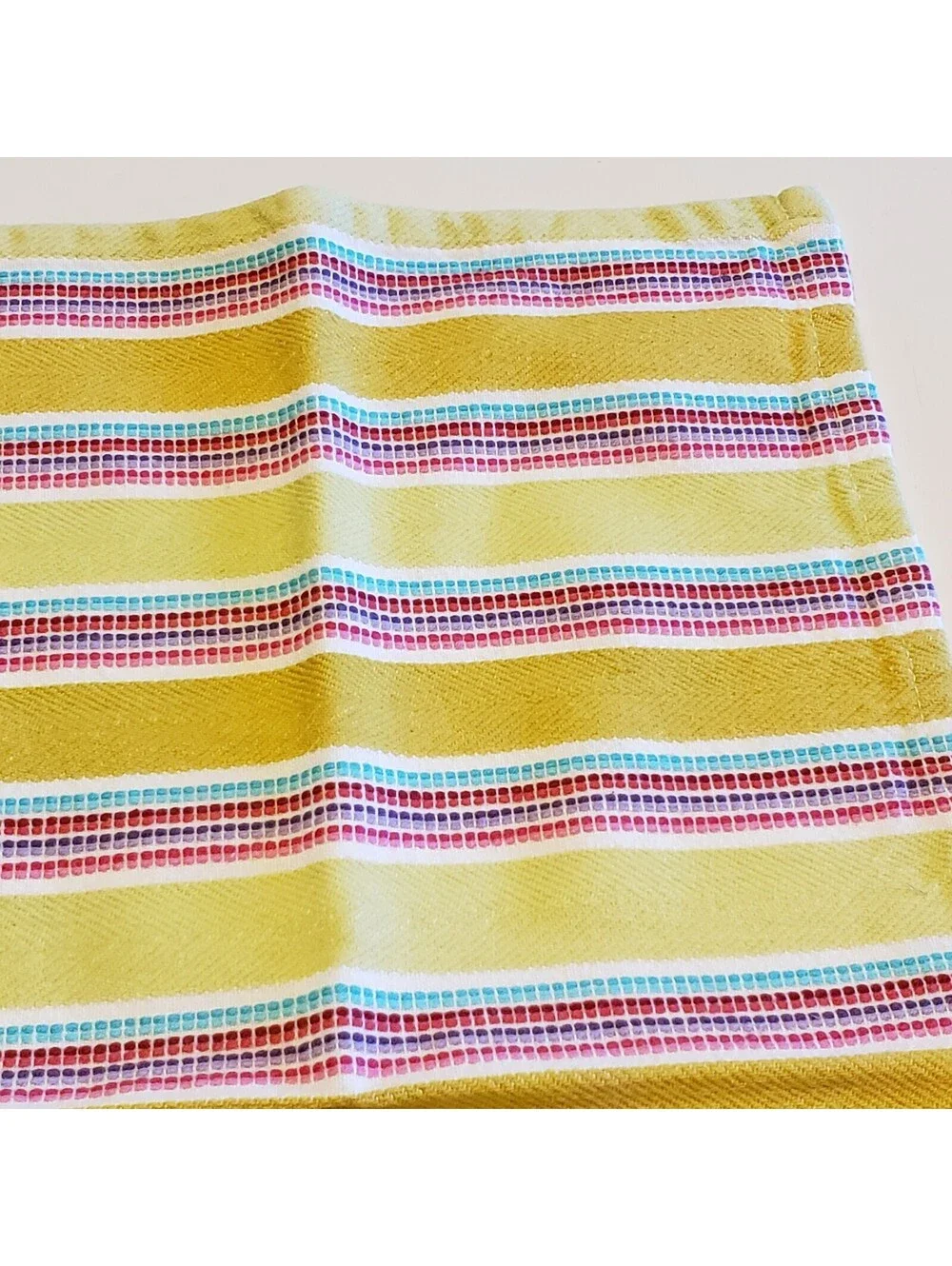 Boho Napkins Yellow Striped Woven 100% Cotton QTY4  Teal Red Pink Purple